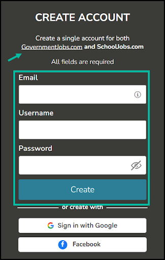 Create a new account form