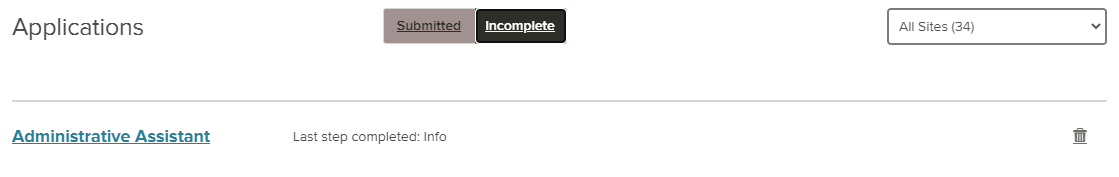 Incomplete applications