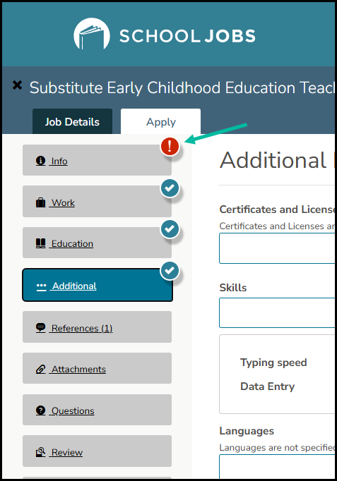 Application progress